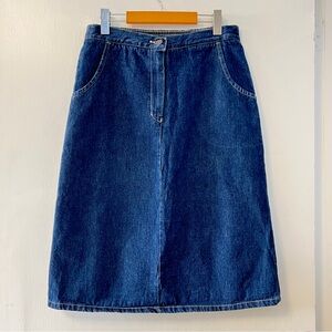 Vintage Izod For Her Lacoste Classic Blue Denim Jean Skirt Alligator Pockets